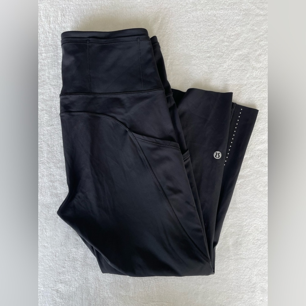 Lululemon fast and free high rise cropped black leggings size 6